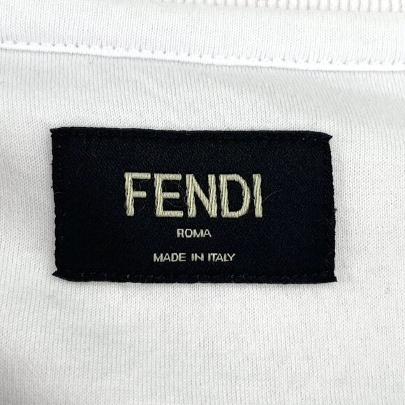 Fendi Mens White & Orange Logo T-Shirt L 100% Cotton Made In Italy - Picture 6 of 6